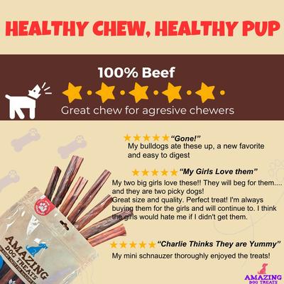 Beef Esophagus Stick Jerky Dog Treats, 15 count