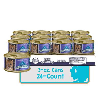 Comida enlatada para gatos Wilderness Kitten Chicken sin cereales, 3 oz, caja de 24