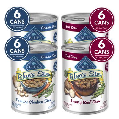 Blue’s Stew Hearty Beef Stew Grain-Free Canned Dog Food, 12.5-oz can, bundle of 24
