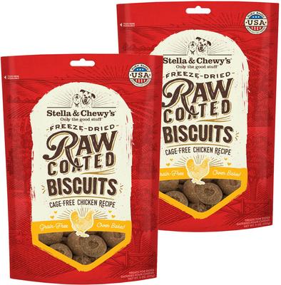 Raw Coated Biscuits Cage-Free Duck Recipe Freeze-Dried Grain-Free Dog Treats, 9-oz bag, bundle of 2
