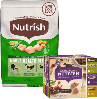 Bundle: Rachael Ray Nutrish Chicken & Veggies Recipe Dry Food + Hearty Recipes Wet Dog Food