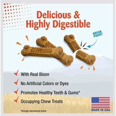 Nubz WILD - Golosina masticable natural de larga duración con sabor a bisonte para perros pequeños (4 unidades)