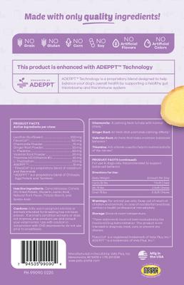 Suplemento masticable suave calmante con sabor a cerdo para perros, 30 unidades