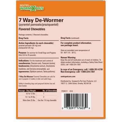 HC WormX Plus 7 Way Dewormer for Hookworms, Roundworm & Tapeworms for Small Breed Dogs, 2 count