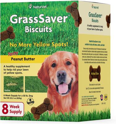 GrassSaver Biscuits Peanut Butter Flavored Lawn Protection Supplement for Dogs, 11.1-oz box