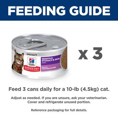 Adult Sensitive Stomach & Sensitive Skin Duck & Vegetable Entree Grain-Free Pate Wet Cat Food, 2.9-oz can, 24 count