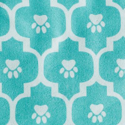 Printed Moroccan Microfiber Dog & Cat Bath Towel, Aqua