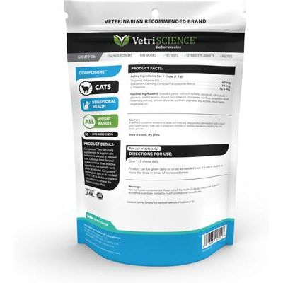 Composure - Masticables blandos con sabor a trucha, suplemento calmante para gatos, 30 unidades