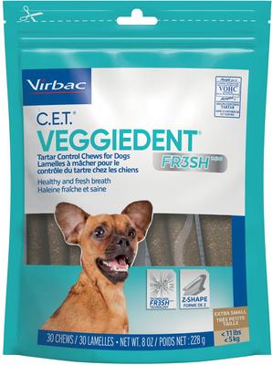 C.E.T. VeggieDent Fr3sh Dental Chews for X-Small Dogs, 30 count