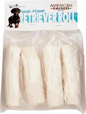 Peanut Butter Flavored Rawhide Retriever Roll Dog Treat, Small, 4 count