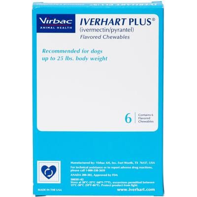 Tableta masticable para perros, 1-25 lb, (caja azul), 6 tabletas masticables (suministro para 6 meses)