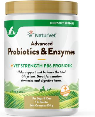Advanced Probiotics & Enzymes Plus Vet Strength PB6 Probiotic Powder Digestive Supplement for Cats & Dogs, 4-oz jar