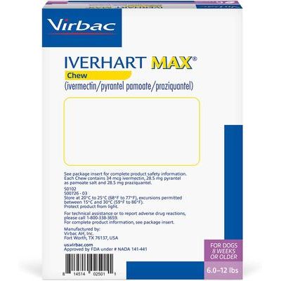 Masticable para perros, 6-12 libras, (caja morada), 6 masticables (suministro para 6 meses)