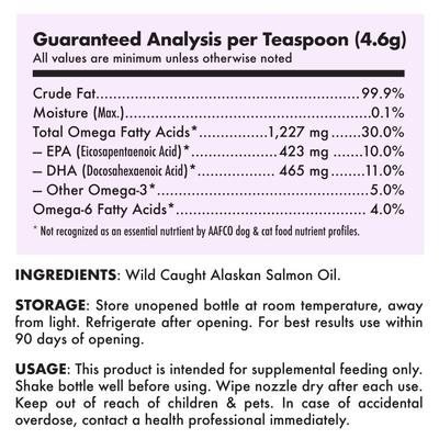 Wild Caught Alaskan Salmon Oil Liquid Skin & Coat Supplement for Adult Dogs & Cats, 32-fl oz bottle