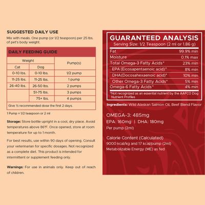 Wild Alaskan Salmon Oil Hearty Beef Flavored Liquid Skin & Coat Supplement for Dogs & Cats, 16-fl oz bottle
