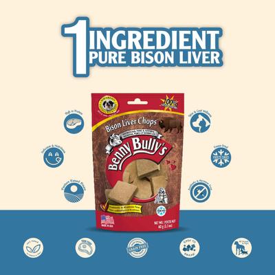 Bison Liver Chops Freeze-Dried Dog Treats, 2.1-oz bag