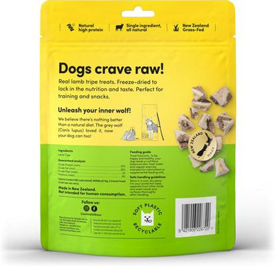 Premios crudos liofilizados para perros de callos de cordero alimentados con pasto, sin cereales, bolsa de 2 oz