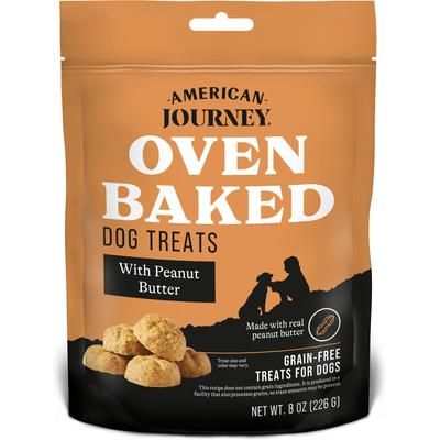 Paquete variado: premios para perros American Journey con mantequilla de maní y galletas crujientes, bolsa de 226 g, sabores: manzana y canela, salchicha, huevo y queso.