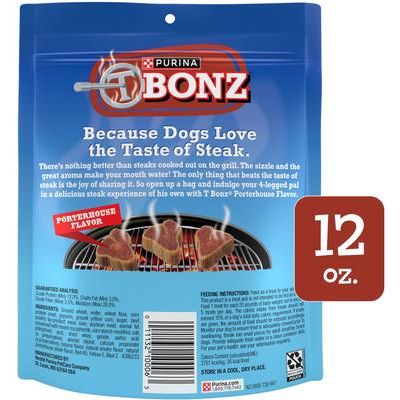 Porterhouse - Premios suaves y masticables para perros adultos con sabor a carne de res, en forma de bistec, bolsa de 12 oz