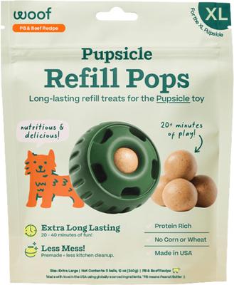 Pupsicle Pops Refills Beef & Peanut Butter Grain-Free Lickable Dog Treats, Large, 7 count