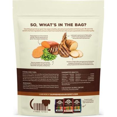 Galletas de cordero sin cereales y boniato para perros, bolsa de 473 g