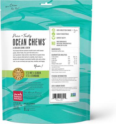 Golosinas deshidratadas para perros Beams Ocean Chews Wolfish Skins, grandes, bolsa de 6 oz, paquete de 2
