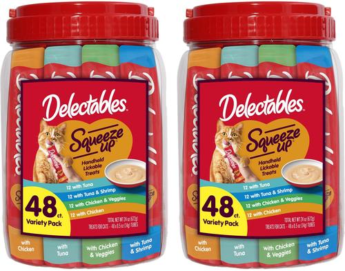 Delectables Squeeze Up 4-Flavor Variety Pack Grain-Free Lickable Cat Treats, 0.5-oz tube, 48 count