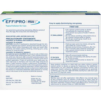Tratamiento localizado EFFIPRO contra pulgas y garrapatas para gatos de más de 1,5 lb, 6 dosis (suministro para 6 meses)