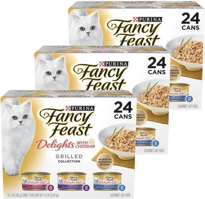Delights with Cheddar Grilled Tuna & Cheddar Cheese Feast in Gravy Canned Cat Food, 3-oz, case of 24