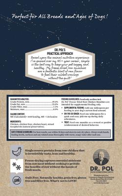 Golosinas crudas liofilizadas sin cereales Chicken Munchies para perros, bolsa de 8 oz