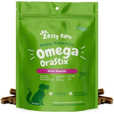 Hemp Elements Omega OraStix, sabor Yerbabuena soporte Dental, Perros. 25 oz.