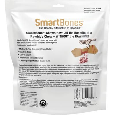 Golosinas para perros con forma de hueso de mantequilla de maní, tamaño mediano, 4 unidades