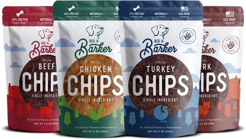 The Farmyard & Pasture Variety Whole Chicken Turkey & Beef Chips Natural Single Ingredient Dog Treats, 3.5-oz, case of 4