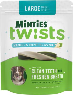 VetIQ Minties Twists Large Vanilla Mint Dental Dog Treats, 12-oz bag, count varies