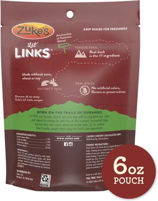 Lil' Links Sausage-Style Real Meat, Duck & Apple Recipe Gluten-Free Adult Soft & Chewy Dog Treats, 6-oz bag, 6-oz bag, bundle of 2