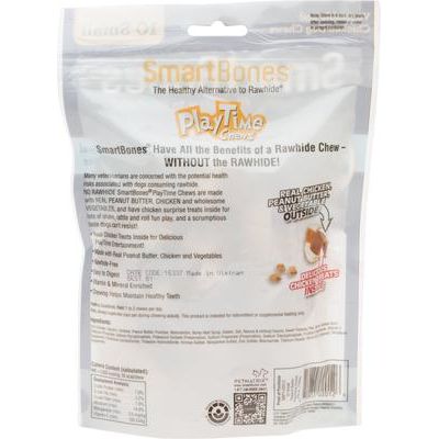 Golosinas masticables de mantequilla de maní para perros PlayTime, pequeñas, 10 unidades