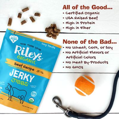 Premios para perros con receta de carne de res Jerky Jibbs, bolsa de 5 oz