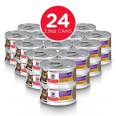 Adult Sensitive Stomach & Sensitive Skin Chicken & Vegetable Entree Wet Cat Food, 2.9-oz can, 24 count