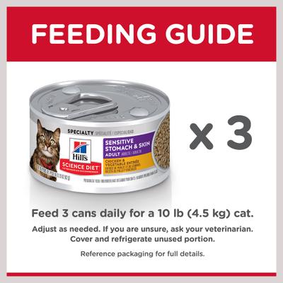 Adult Sensitive Stomach & Sensitive Skin Chicken & Vegetable Entree Wet Cat Food, 2.9-oz can, 24 count