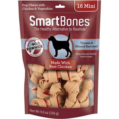 Mini huesos masticables de pollo para perros, 24 unidades
