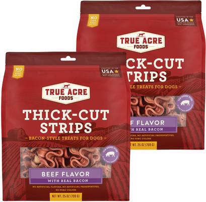 Thick Cut Strips with Real Bacon Dog Treats, 25-oz bag