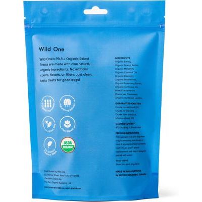 Golosinas horneadas de mantequilla de maní y mermelada orgánicas para perros, bolsa de 8 oz