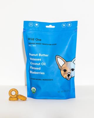 Golosinas horneadas de mantequilla de maní y mermelada orgánicas para perros, bolsa de 8 oz