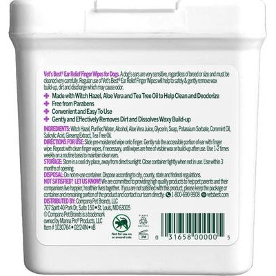 Toallitas para aliviar los oídos de los perros, 50 unidades
