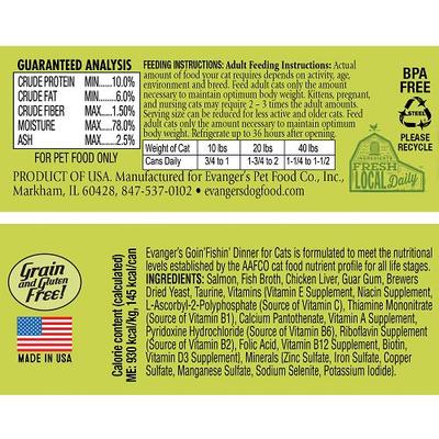 Comida enlatada para gatos sin cereales Goin' Fishin' Dinner de Classic Recipes, 5.5 oz, caja de 24