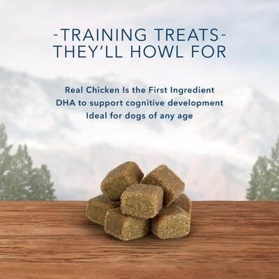 Bundle: Blue Buffalo Wilderness Trail Treats Chicken Wild Bits Training Treats + High Protein Puppy Chicken Dry Dog Food