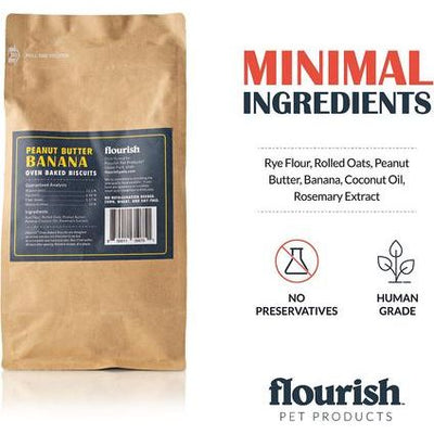 Galletas de mantequilla de maní y plátano para perros, bolsa de 1 lb