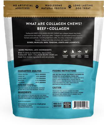 Chips de colágeno de res, golosinas masticables duras para perros, bolsa de 6 pulgadas y 8.2 oz