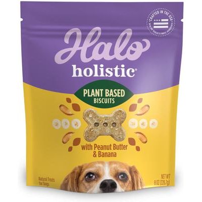 Premios veganos para perros a base de plantas con avena y arándanos, bolsa de 8 oz