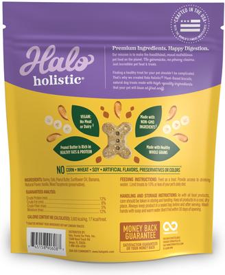 Premios veganos para perros a base de plantas con mantequilla de maní y plátano, bolsa de 8 oz